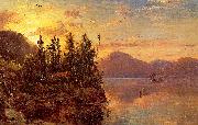 Regis-Francois Gignoux  Lake George at Sunset 1862 Norge oil painting reproduction